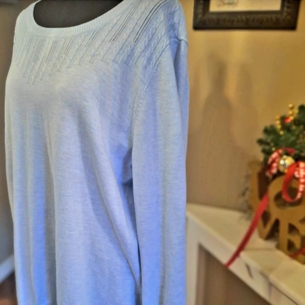 Talbots Light Powder Heather Blue Women's Sweater 2X